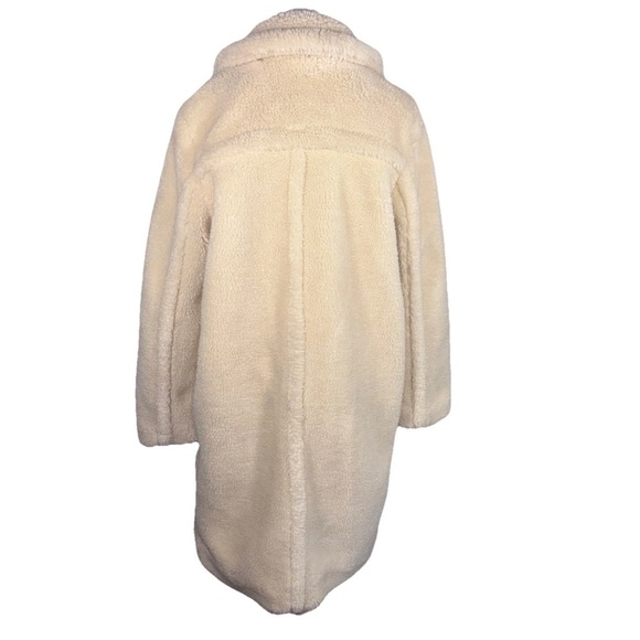Gap Ivory Sherpa Teddy Mid Length Button Front Coat Women's Small - Picture 13 of 15